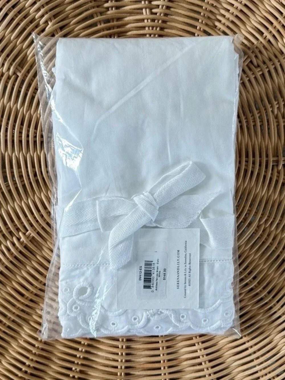 NEW Serena & Lily Antibes Eyelet Percale Euro Pillow Sham-White